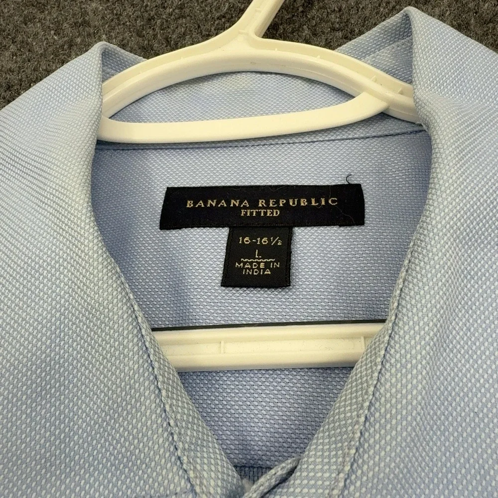Banana Republic Shirt Men 16 Blue Cotton Fitted Long Sleeve Button Down Business